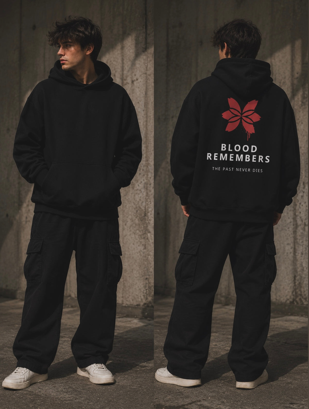 THE BLOOD REMEMBER Oversized heavyweight hoodie